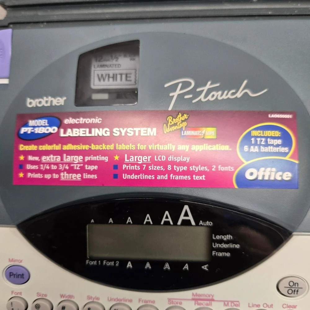 Brother P-Touch PT-1800 Label Maker Electronic Labeling System with Case & Tape